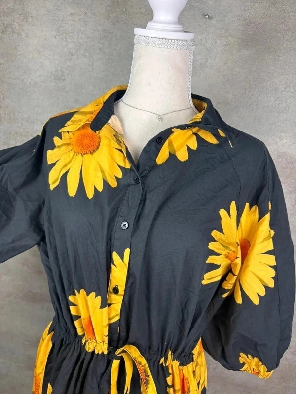 ✨ Black dress with yellow flower patterns Desigual Size 42/44 ✨ – photo 3